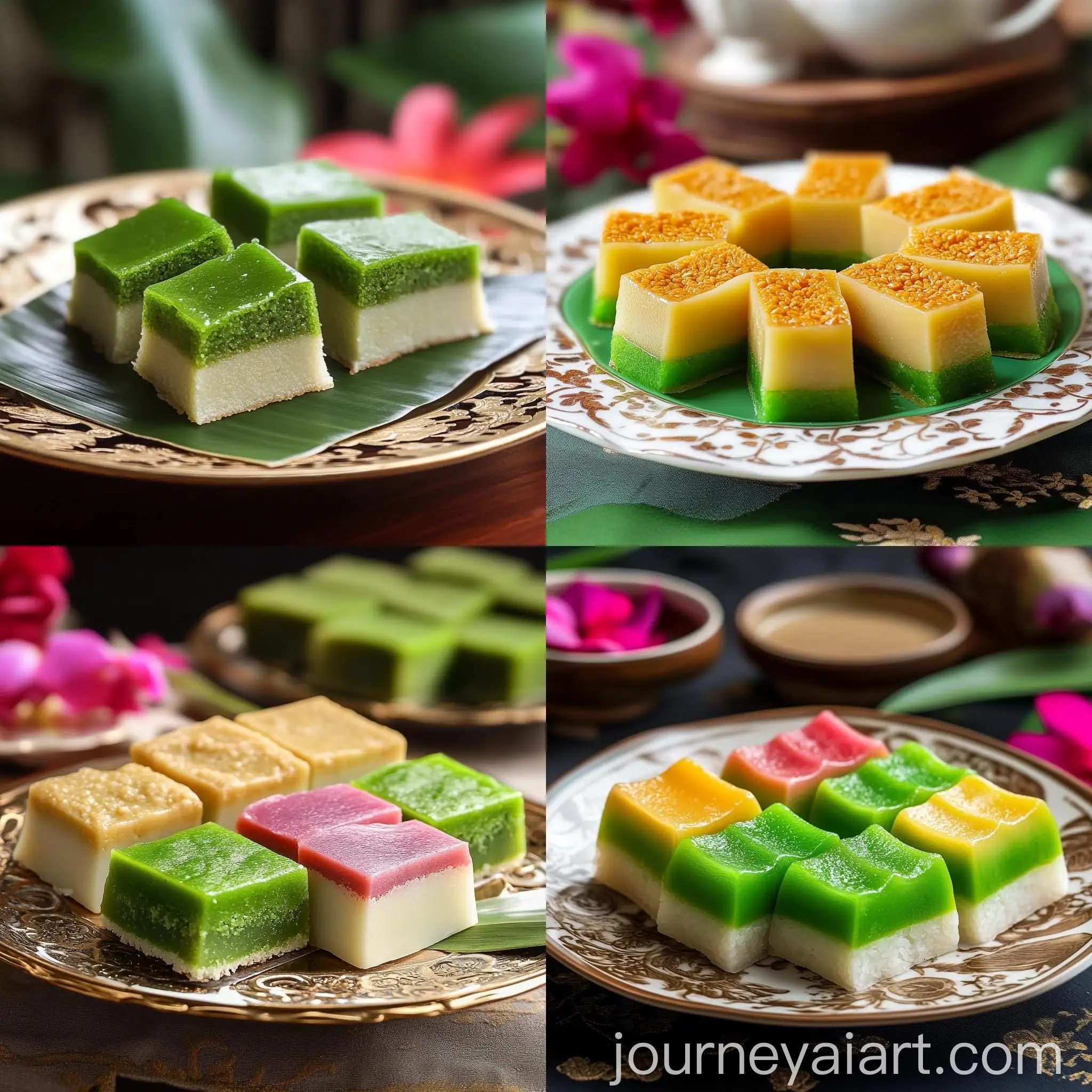 Traditional-Malaysian-Dessert-Kuih-Seri-Muka-with-Pandan-and-Coconut-Layers