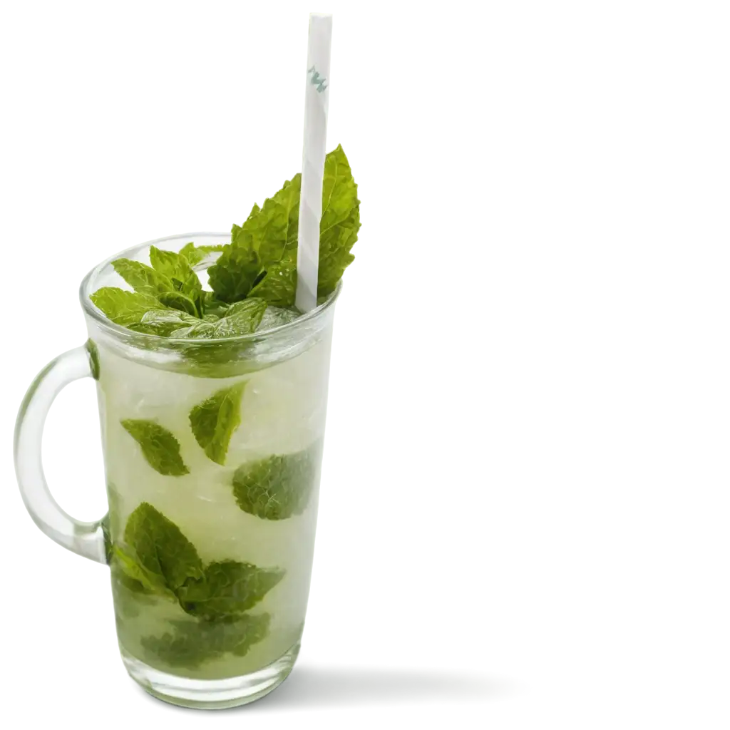 Classic-Mojito-in-Glass-Jar-with-Single-Straw-PNG-Image-HighQuality-and-Transparent-Background-for-Versatile-Use