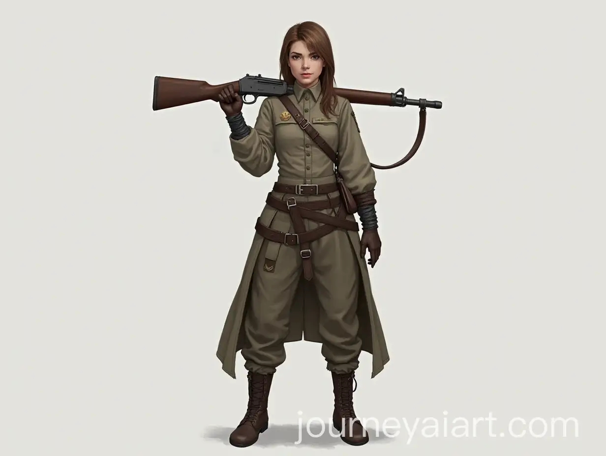 Confident-Mercenary-Girl-Standing-with-Weapon-Slung-Over-Shoulders