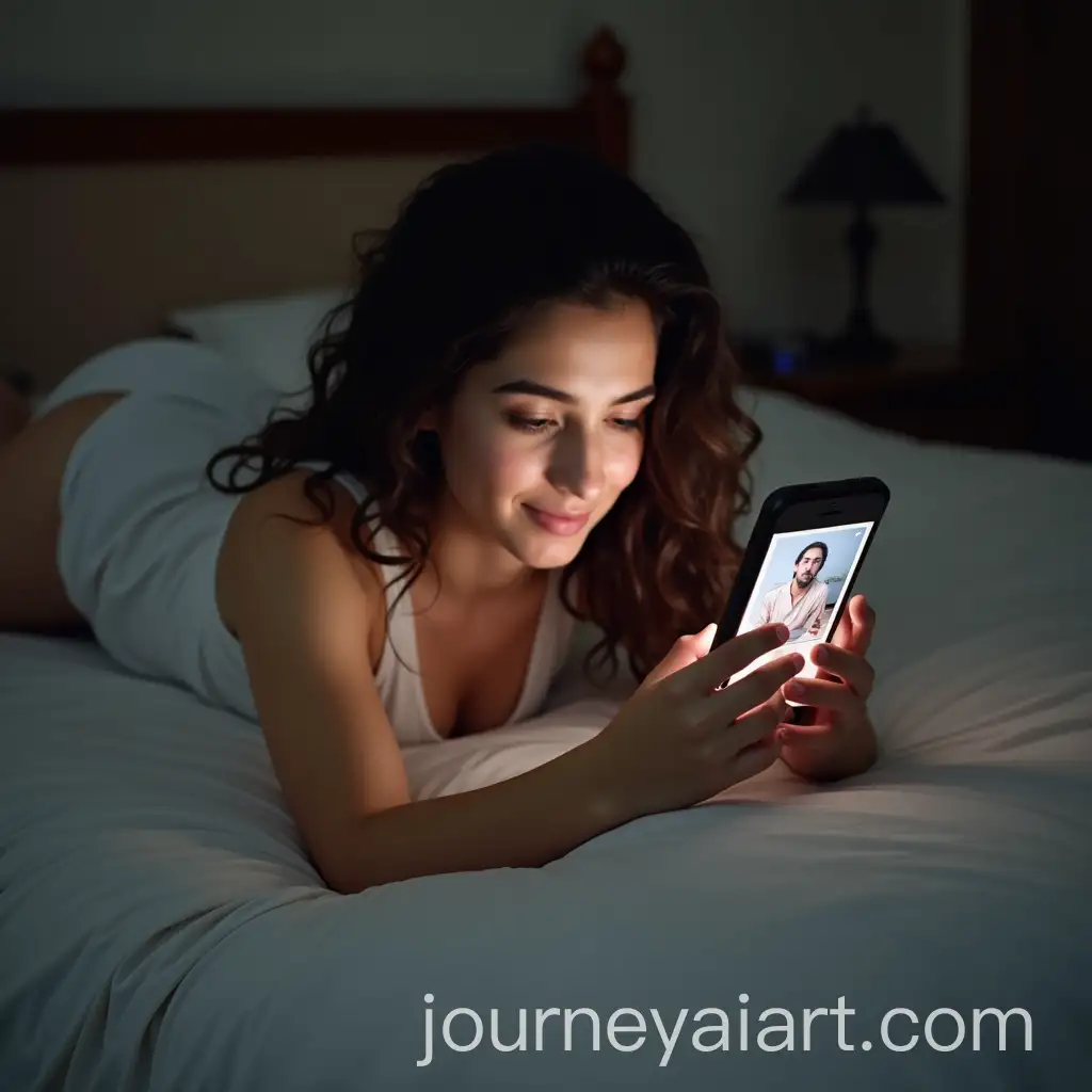 Young-Pakistani-Girl-in-CottonAI-Image-Prompt-Expansion-Nightwear-Checking-Mobile-with-Imran-Khan-Photo
