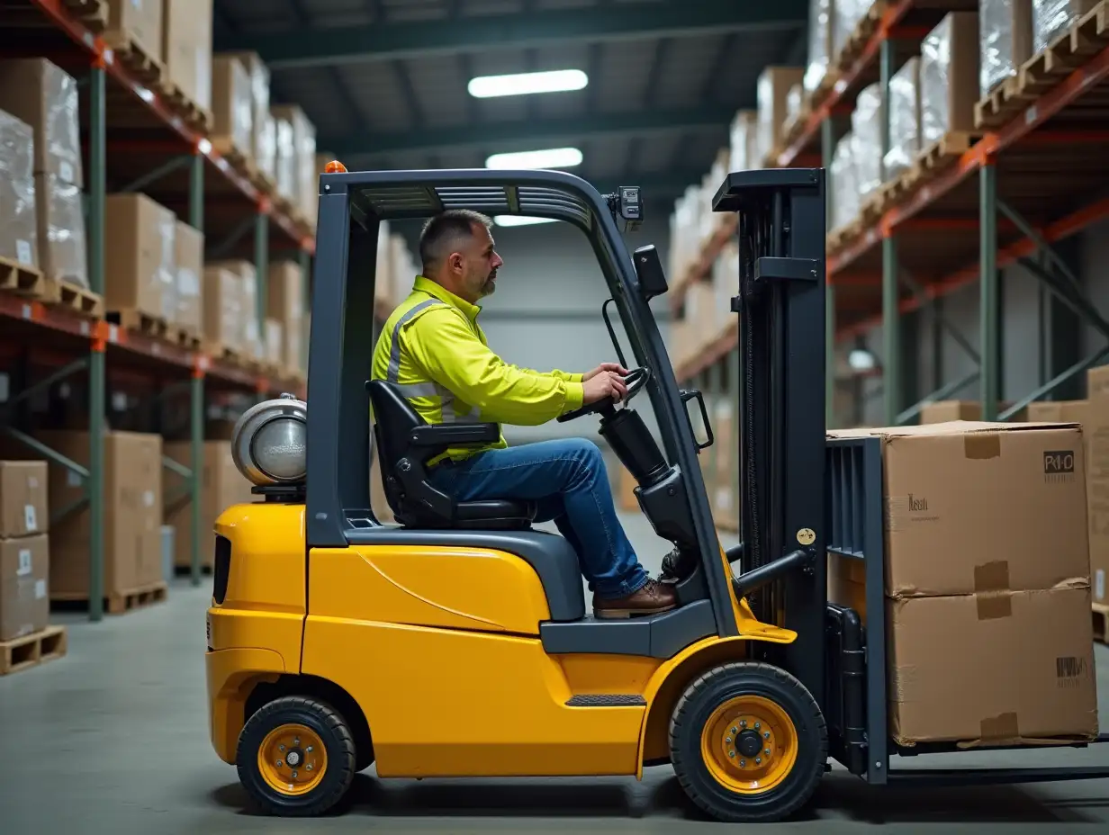 Man-Operating-Yellow-Forklift-in-Warehouse-Environment