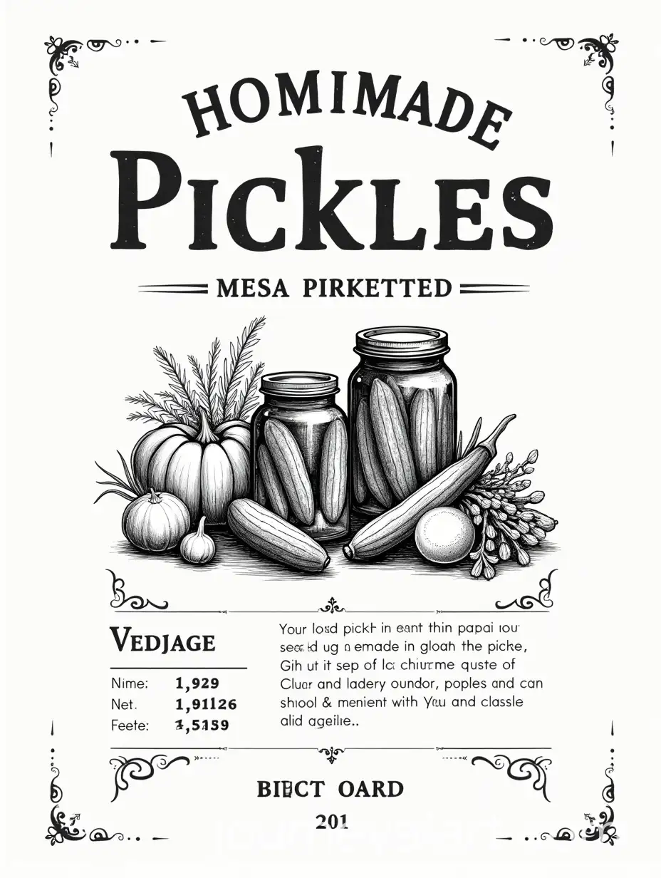 Artisanal-Vintage-Poster-for-Homemade-Pickles-with-HandDrawn-Illustrations