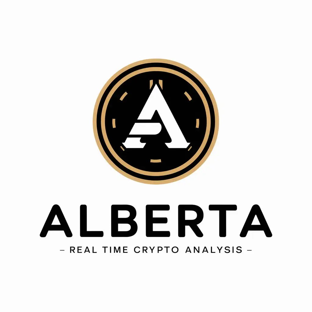 a vector logo design,with the text "Alberta", main symbol:Alberta - real time crypto analysis ,Moderate,be used in Bitcoin industry,clear background