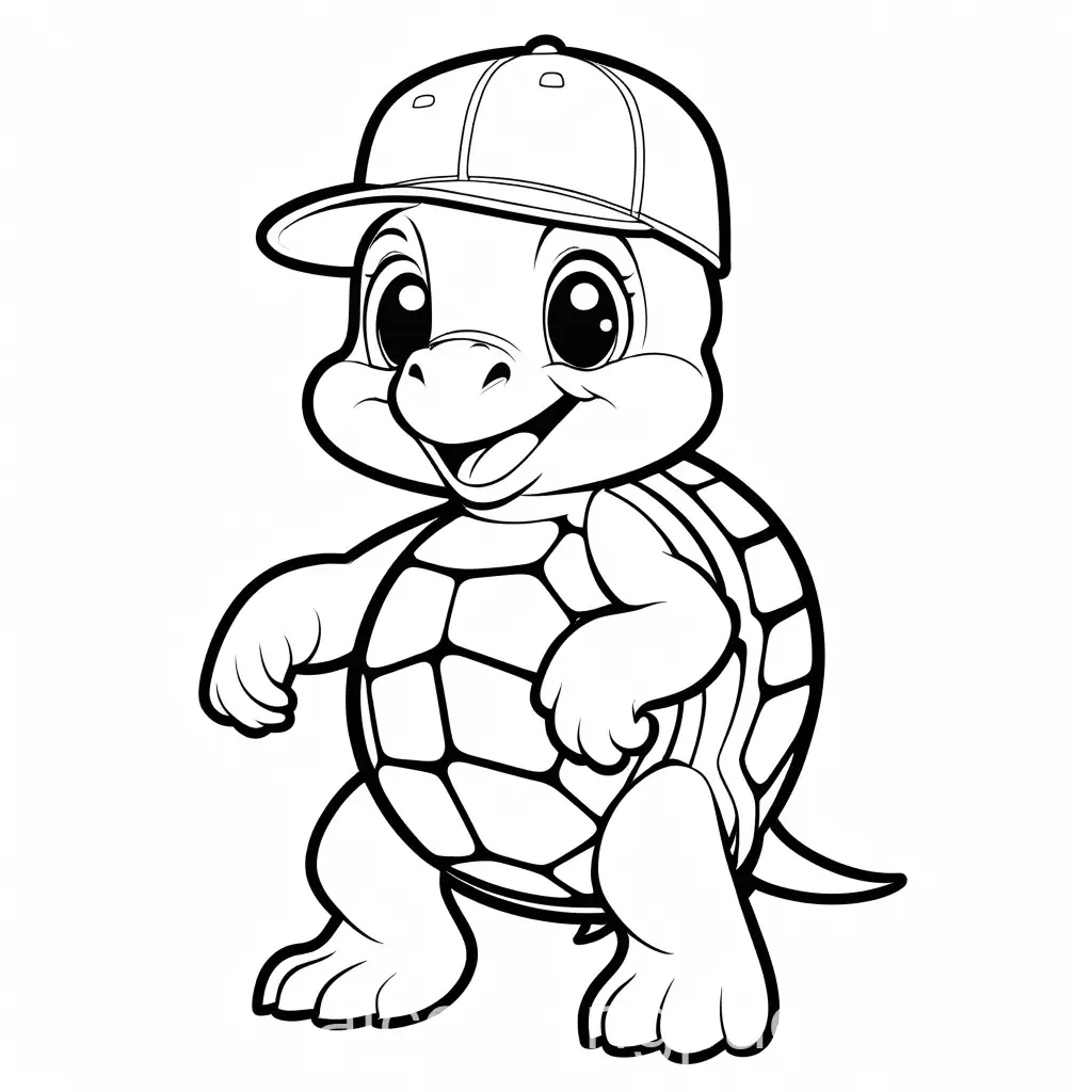 Cartoon-Turtle-Coloring-Page-with-Baseball-Cap