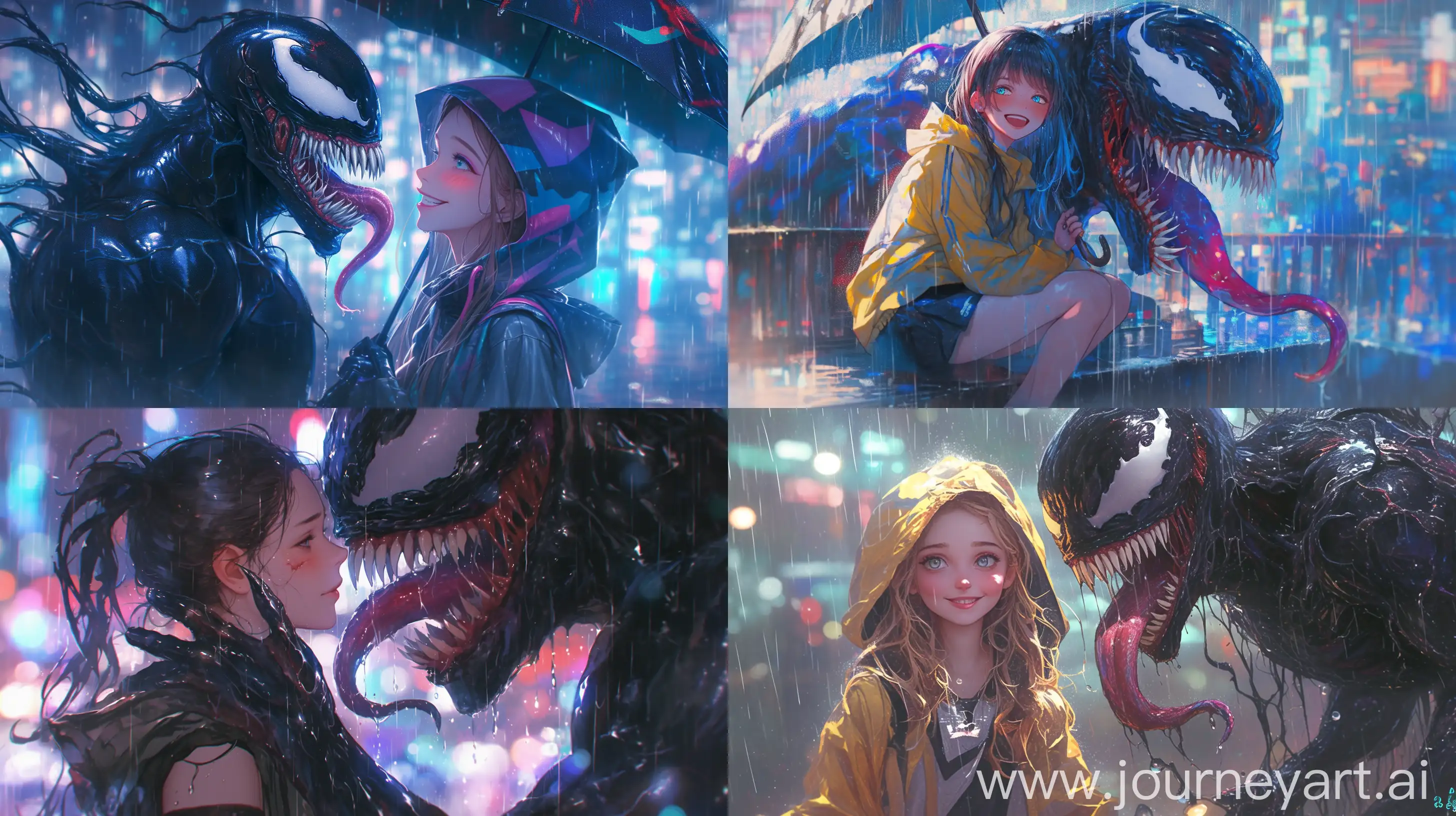 Girl-in-Venom-Costume-Rainy-Day-Portrait-with-Sly-Smile