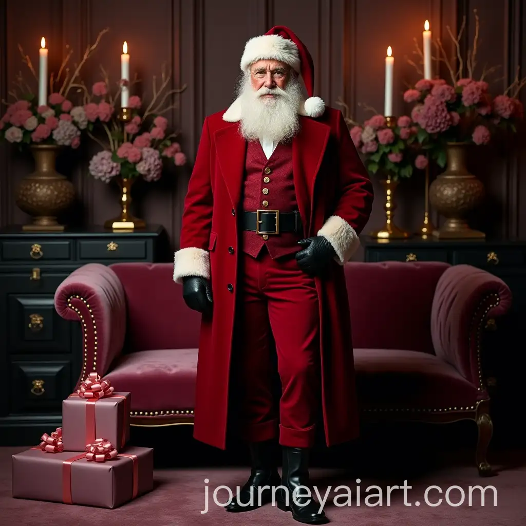 Elegant-Santa-Claus-in-a-Luxurious-Festive-Room-with-Wrapped-Gifts-and-Soft-Lighting