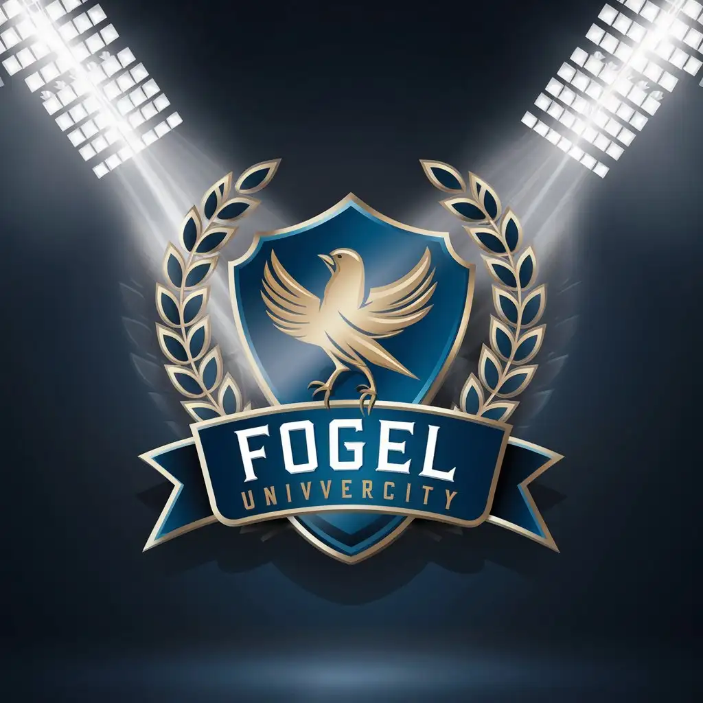 LOGO Design for Fogel University Football Team Emblem with Bird and Laurel Wreath