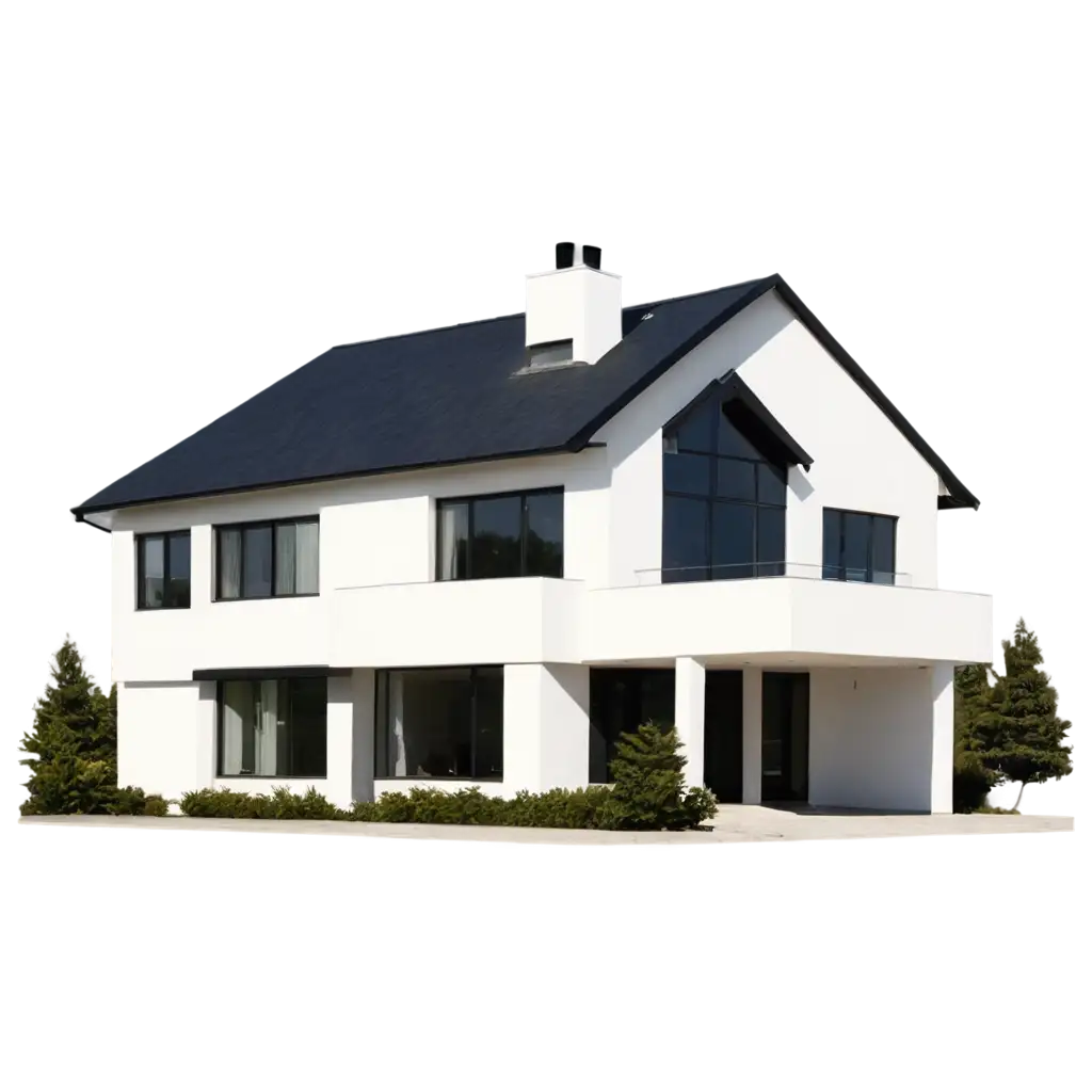 Contemporary-TwoStory-White-Residential-House-with-Black-Roof-PNG-Image