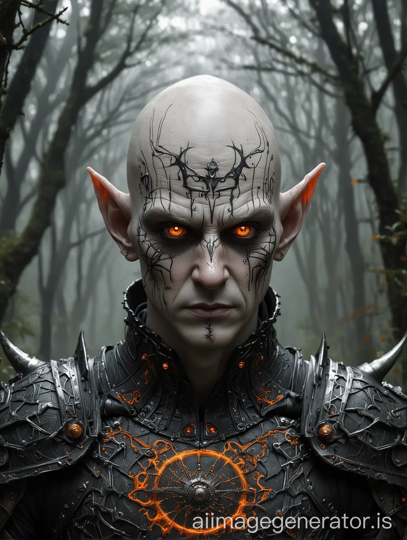 Angry-Fantasy-Bald-Elf-in-Organic-Armor-with-Multidimensional-Spheres