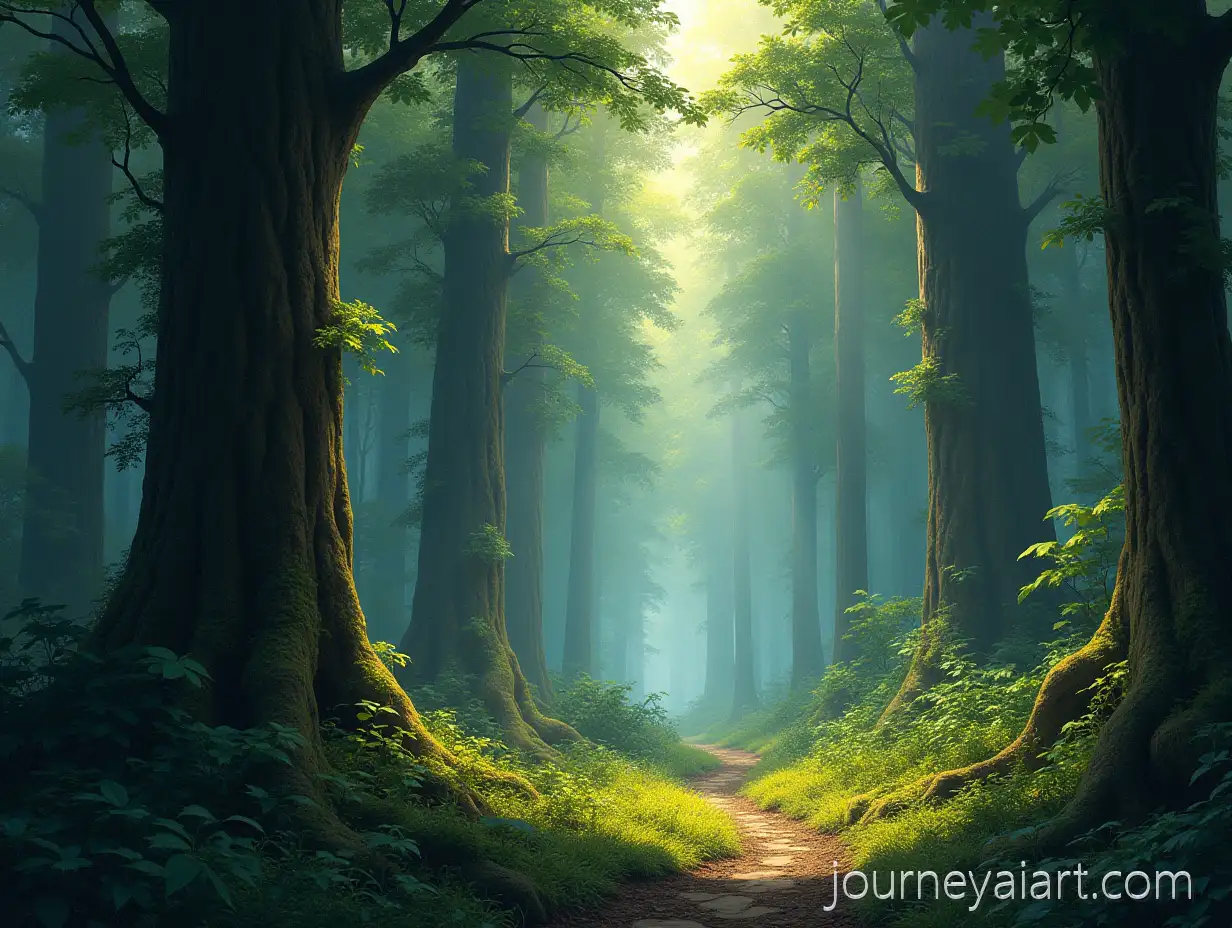 Forest-Ruins-TeslapunkPostCivilization-Forest-Ruins-with-Teslapunk-and-Solarpunk-Technology-Overrun-by-Nature