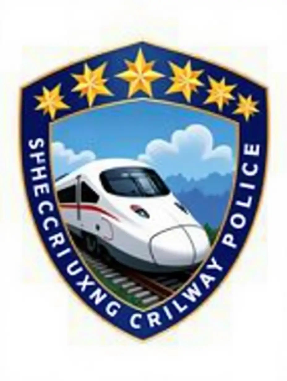 Shenzhen-Railway-Police-Logo-with-Golden-Stars-and-HighSpeed-Train-Locomotive