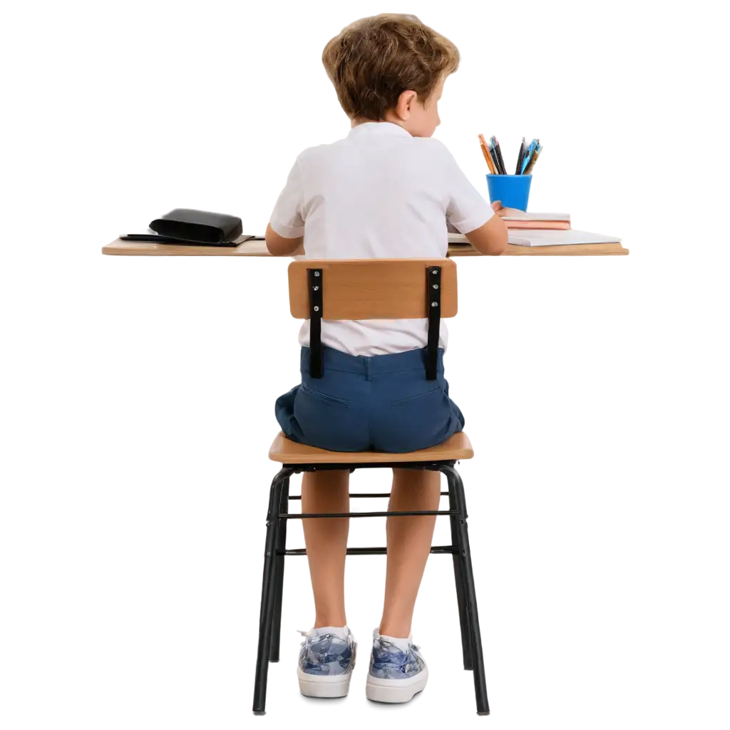 School-Desk-Writing-Scene-PNG-Image-of-a-Student-Writing-at-a-Desk-from-the-Back-for-Educational-and-Design-Uses