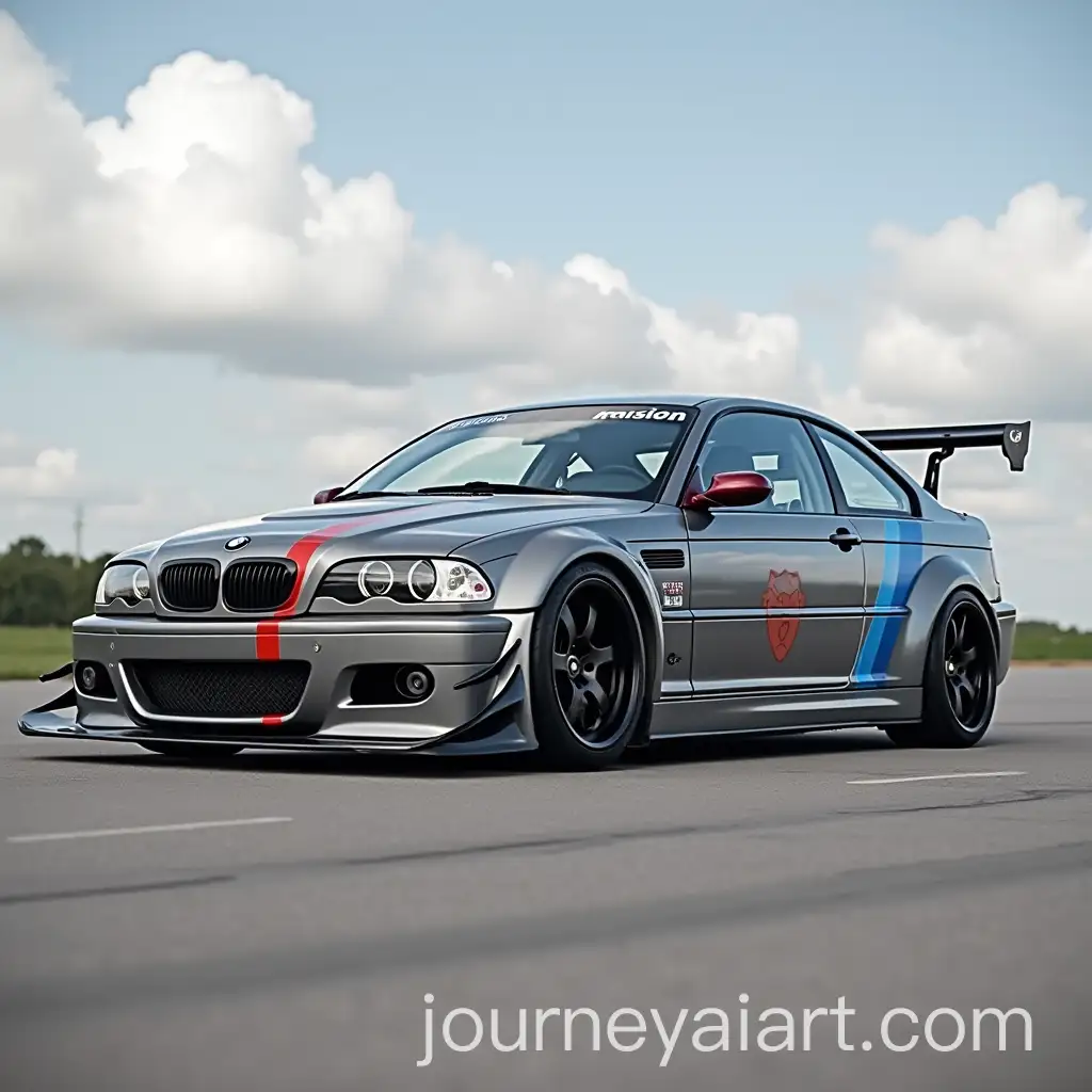 Side-Profile-of-a-RacingThemed-Grey-BMW-E46
