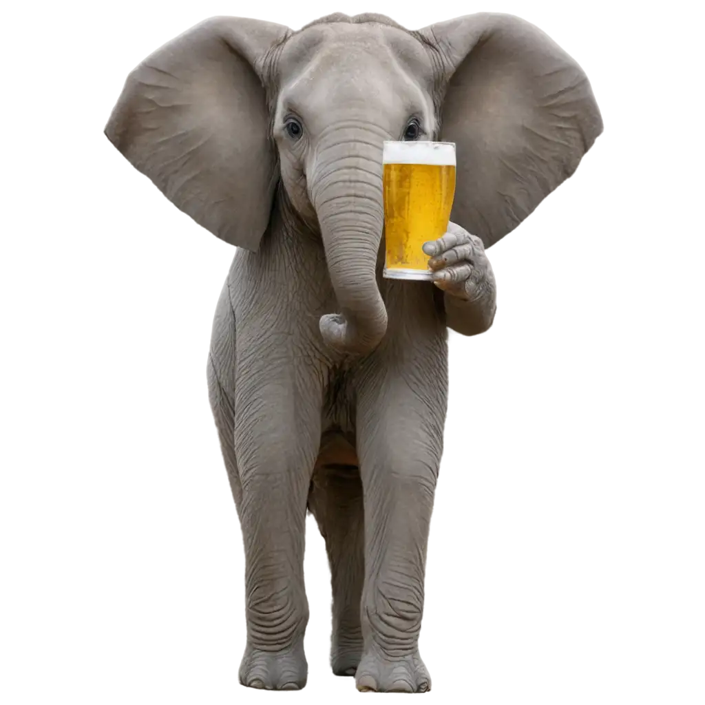 Elephant holding a beer