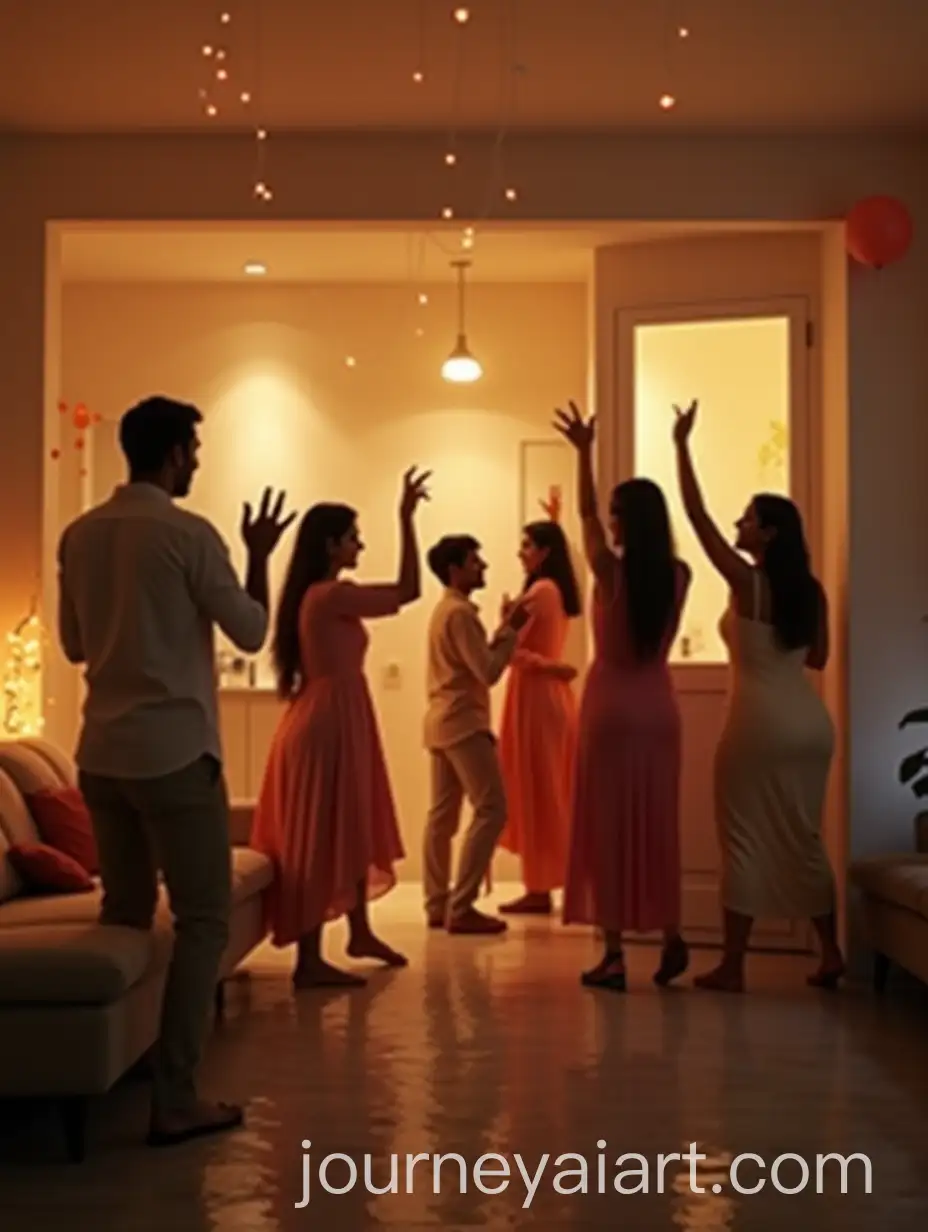 Vibrant-Indian-Minimal-Living-Room-for-New-Years-Eve-Party-with-Modern-Kitchen