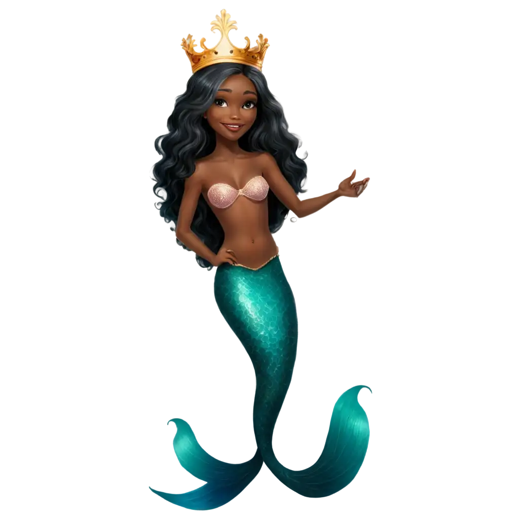 Exquisite-Black-Mermaid-PNG-Image-with-Crown-Stunning-Visuals-for-Diverse-Projects