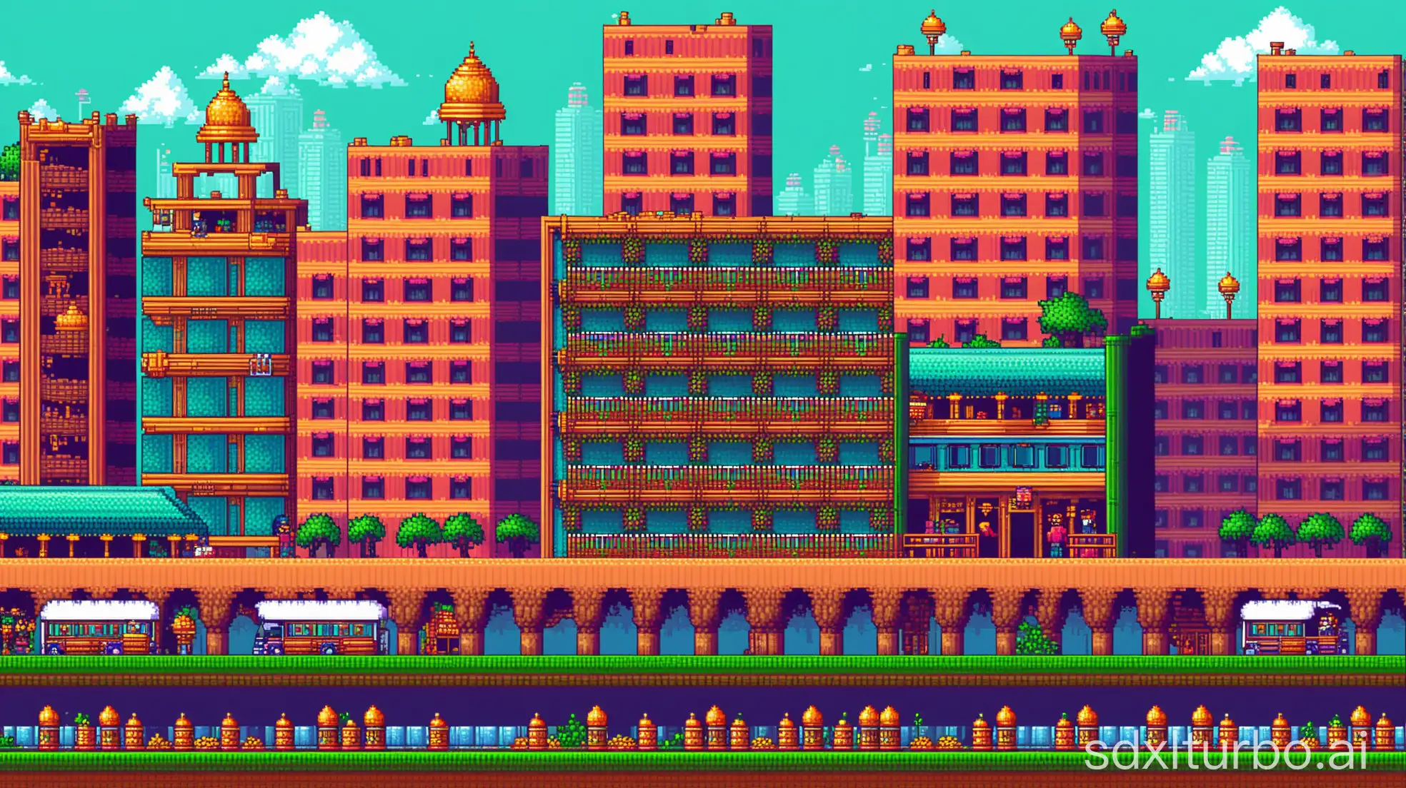 Indian-Urban-City-Pixel-Art-Vibrant-2D-Platformer-Scene