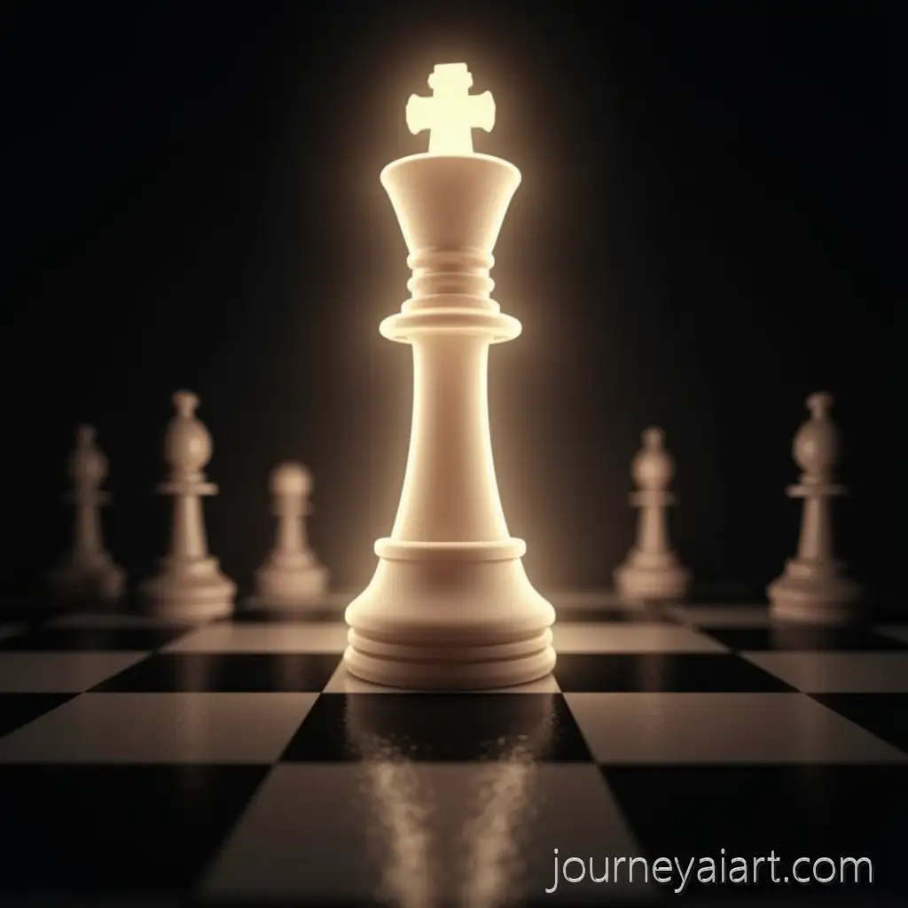 Glowing-King-Chess-PiecePowerful-Chess-King-Surrounded-by-Pieces-with-Dramatic-Spotlight