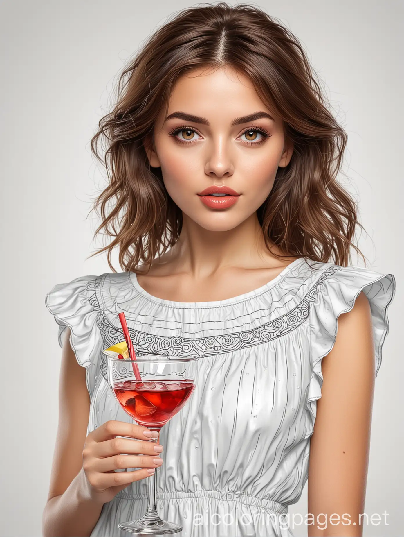 Woman-with-Big-Red-Lips-and-Cocktail-Night-Dress