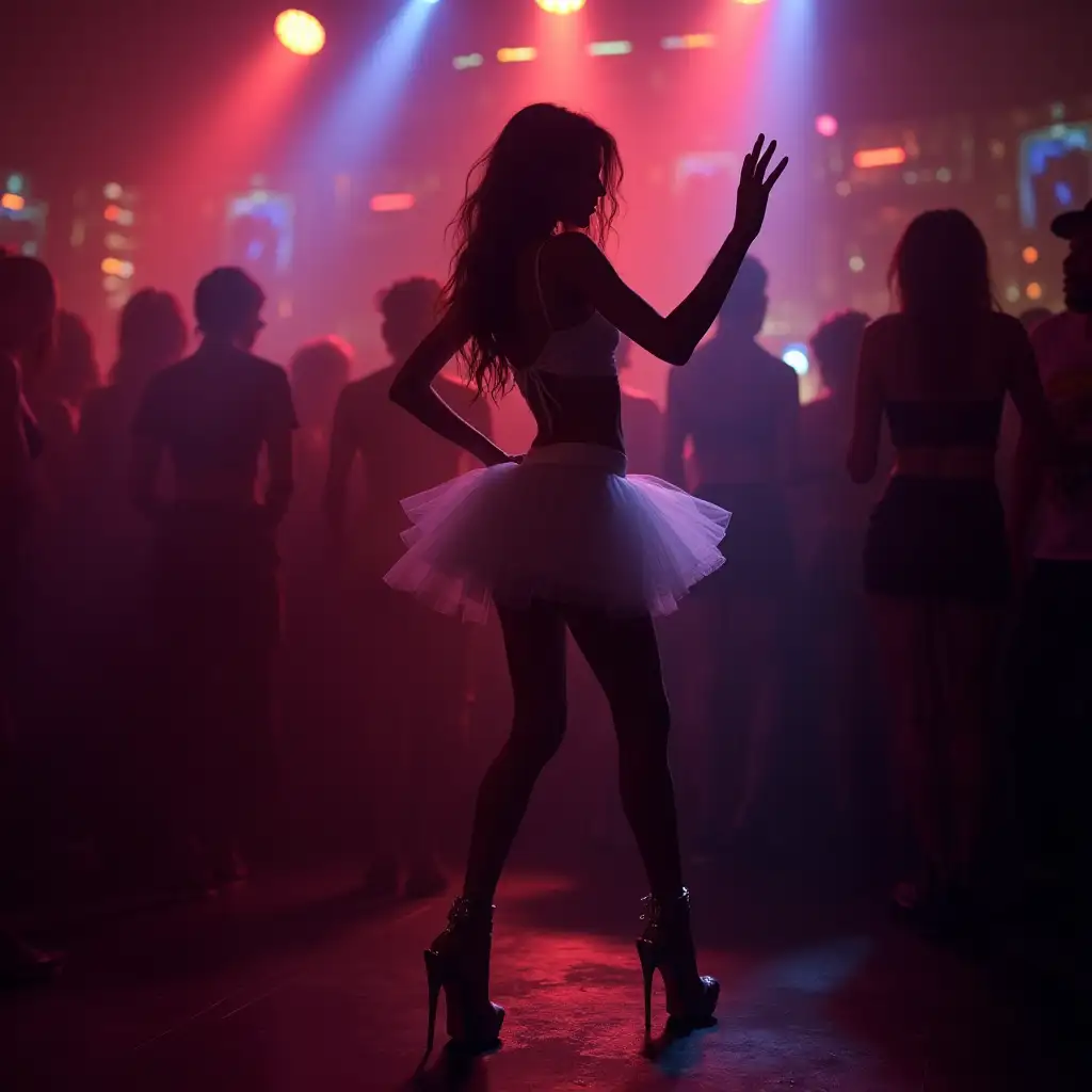 Princess-in-Miniskirt-and-Crop-Top-Dancing-Rave-in-Nightclub