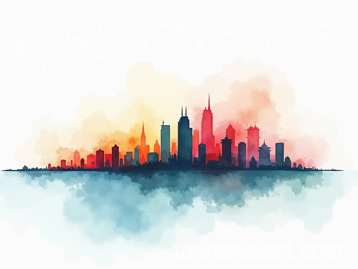 Whimsical-Minimalist-Watercolor-of-Bombed-Gaza-by-the-White-Sea