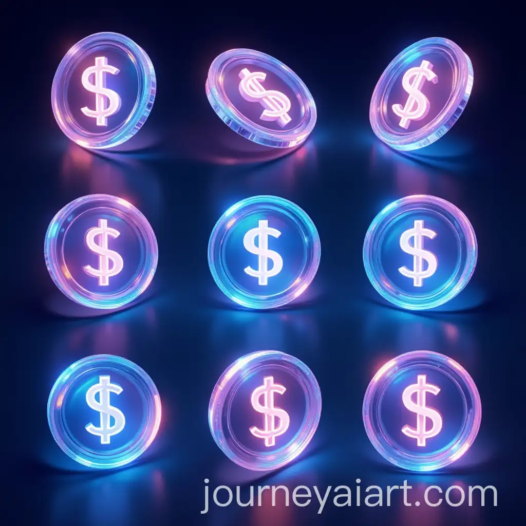 Futuristic-HAI-Art-Prompt-SEOolographic-Coins-with-Glowing-Dollar-Signs-in-Neon-Gradient