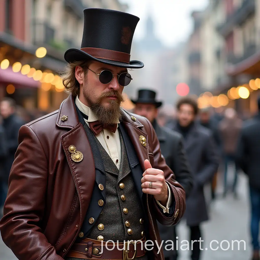 Steampunk-City-Festival-with-Vintage-Architecture-and-Colorful-Atmosphere