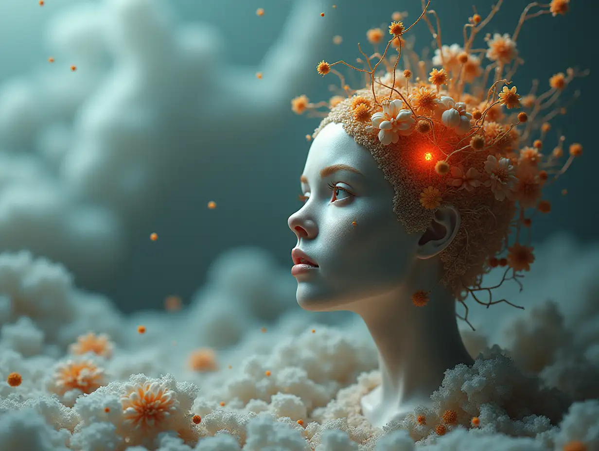 Surrealist questions for the artificial unconscious 3d rendering