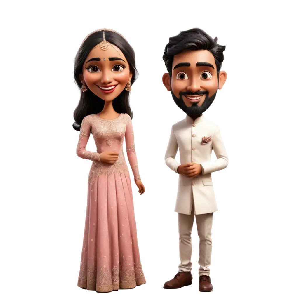 Vibrant-Indian-Wedding-Caricature-of-Bride-and-Groom-PNG-Image-for-Creative-Projects