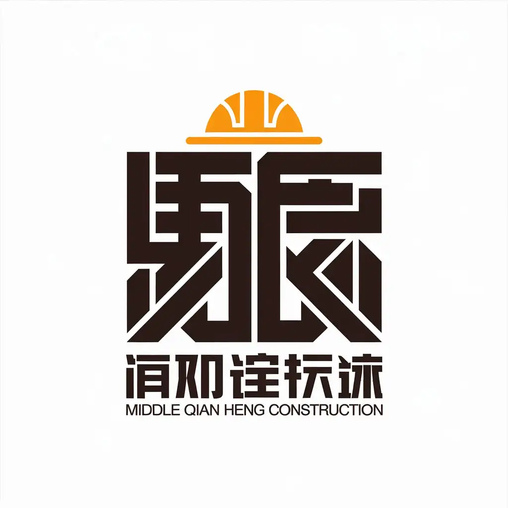 a vector logo design,with the text "Middle Qian Heng Kun construction", main symbol:characters,complex,be used in Construction industry,clear background