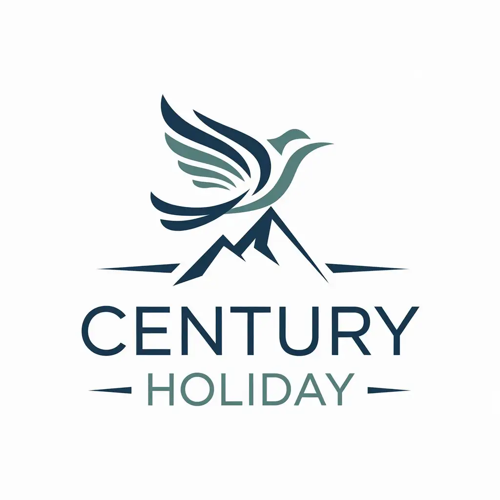 LOGO Design for Century Holiday Birds Mountains Rainbow Bridge with Blue Green White and Gold Theme