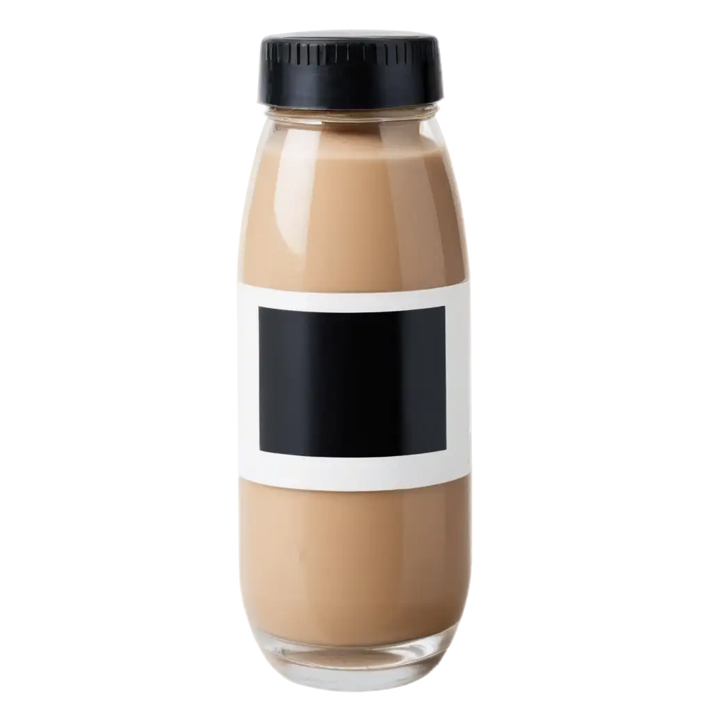 Clear-Plastic-Bottle-with-Flat-Black-Cap-Filled-with-Coffee-and-Milk-PNG-Image-HighQuality-Transparent-Background