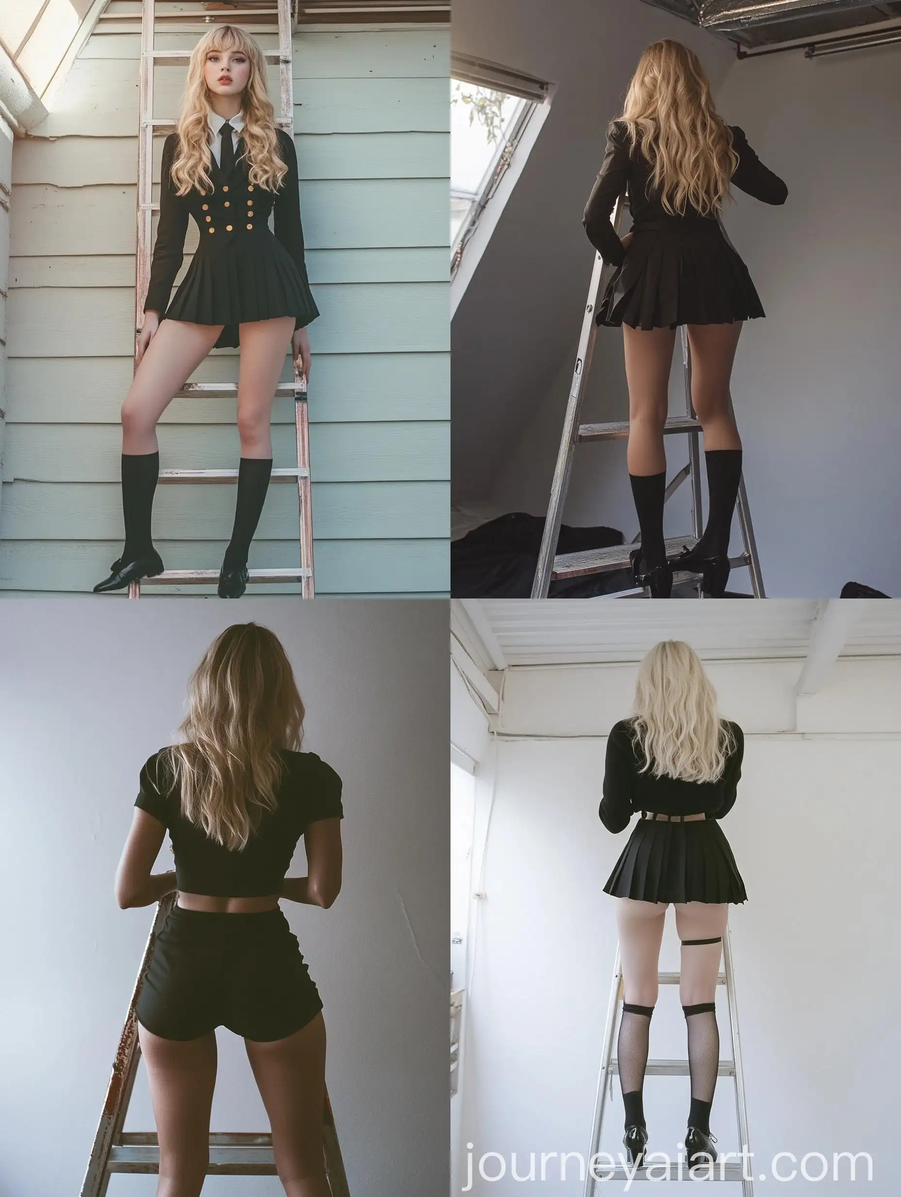 Young-Woman-in-School-Uniform-Poses-for-Studio-Photoshoot
