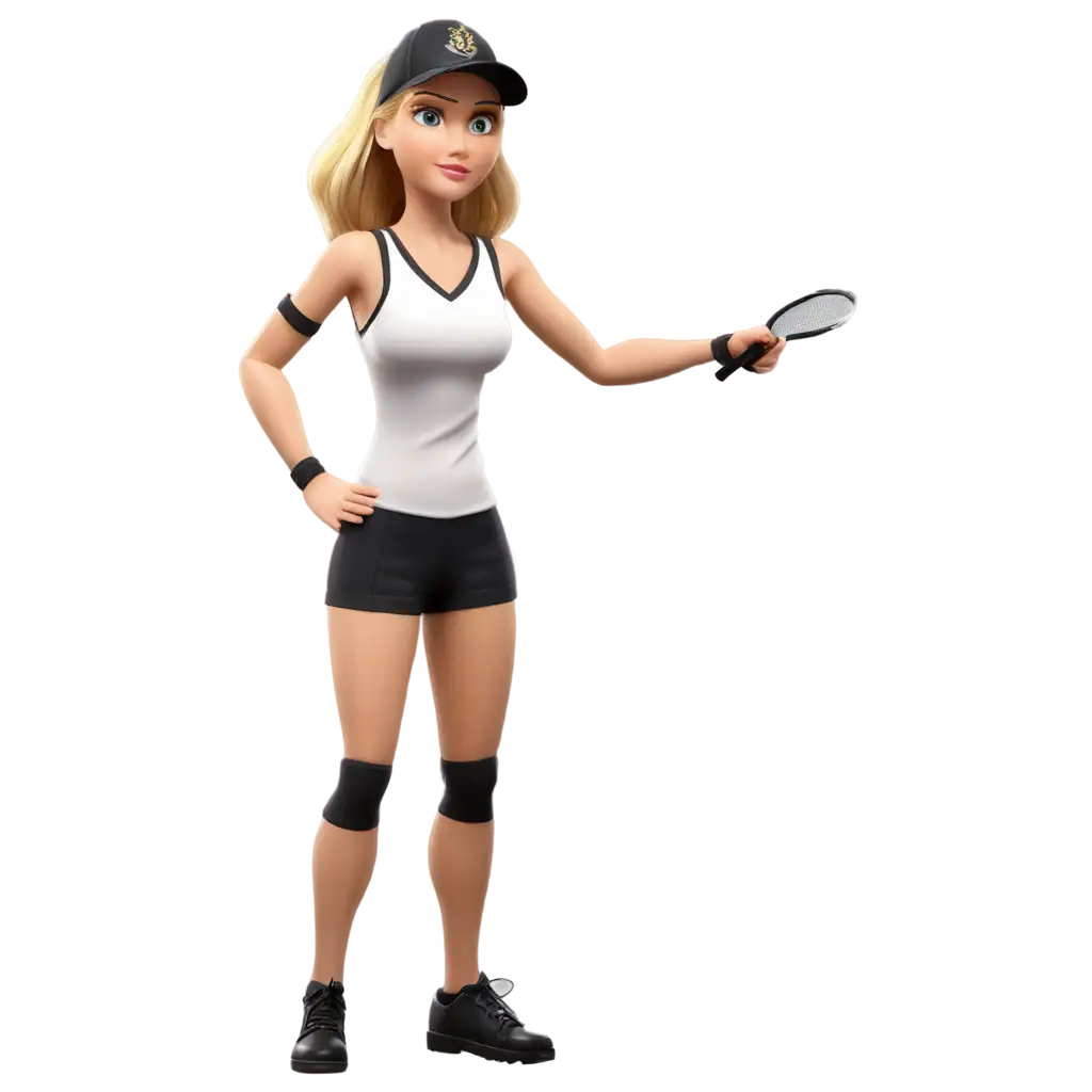 Military-Woman-30-Years-Blonde-Hair-Badminton-Referee-Naughty-Face-3D-Animation-PNG