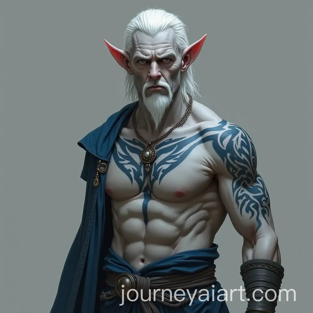 Grey-Skinned-Tiefling-Monk-with-Tribal-Tattoos-and-White-Hair