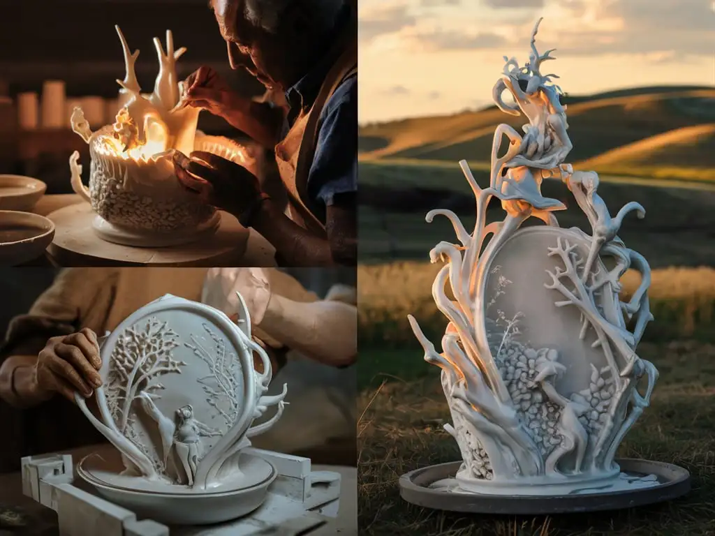 Farmer Fedot forms a porcelain mold and captures the enchanting finale