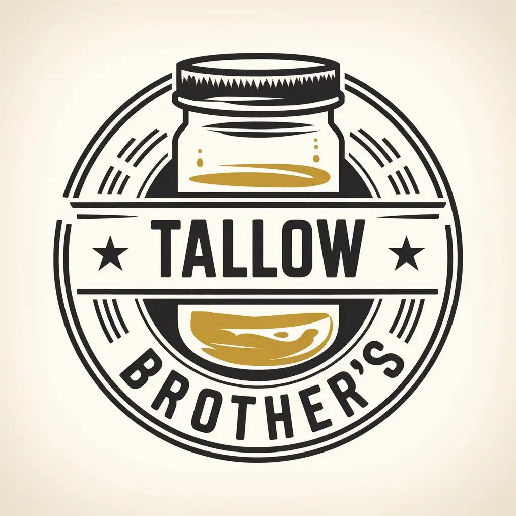 LOGO Design for Tallow Brothers Jar Symbol with Black Background and Moderate Style