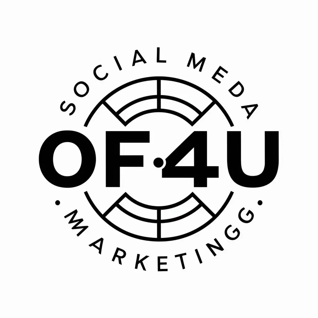 a vector logo design,with the text "OF4U   , social media marketing", main symbol:CLOCK,complex,be used in Internet industry,clear background