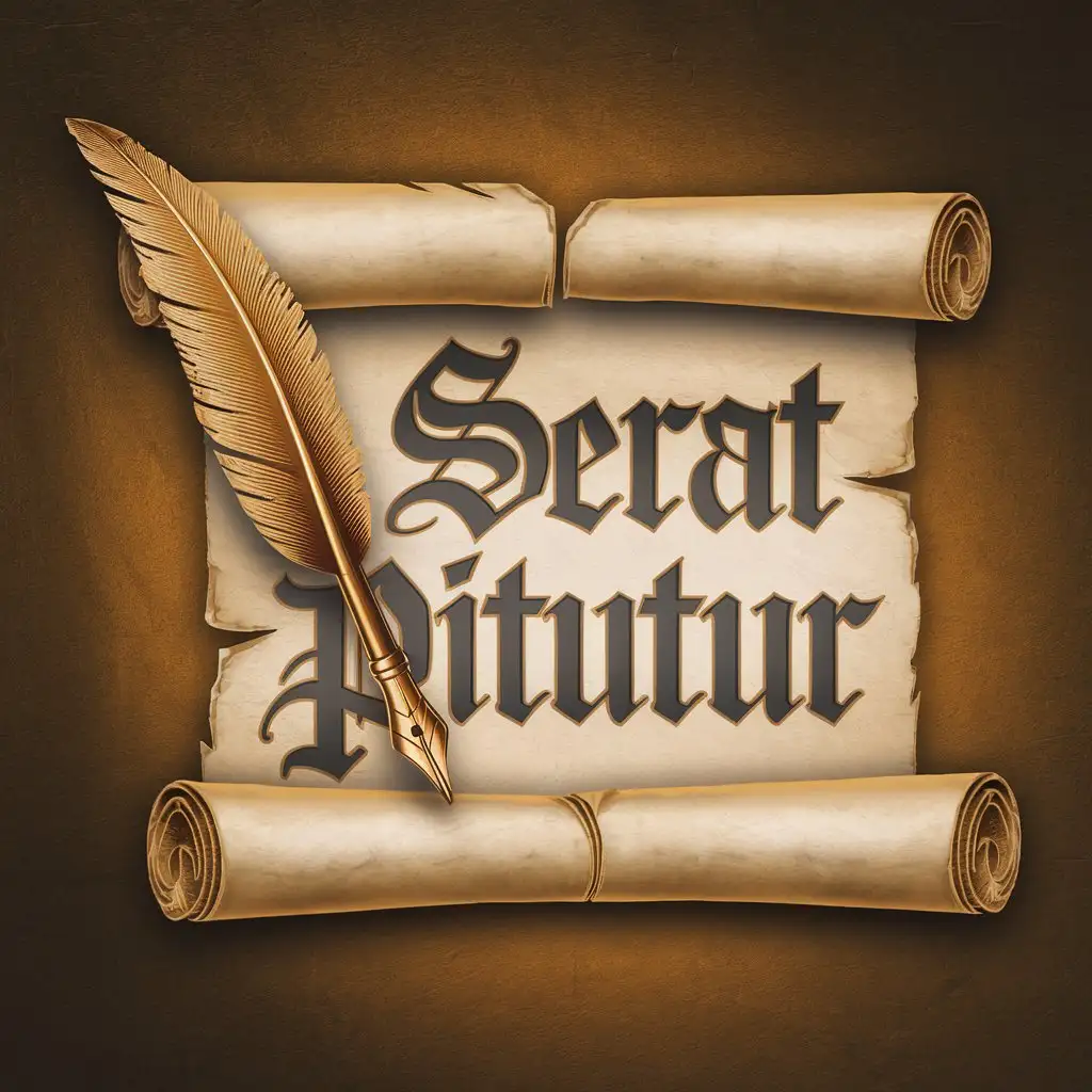 Detailed Quill Pen and Parchment Scroll Logo Design