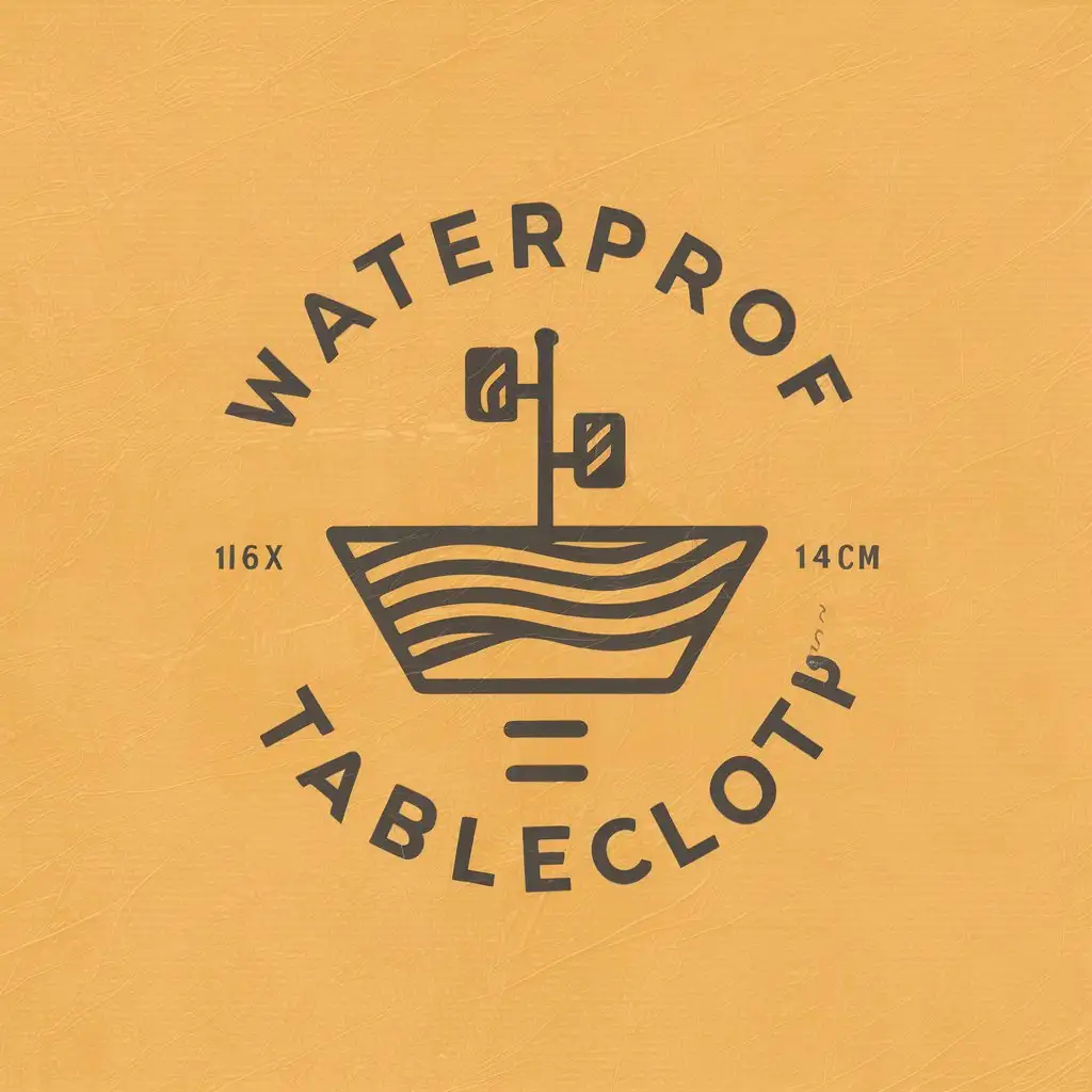 a vector logo design,with the text "waterproof tablecloth", main symbol:160x140 cm,Moderate,clear background