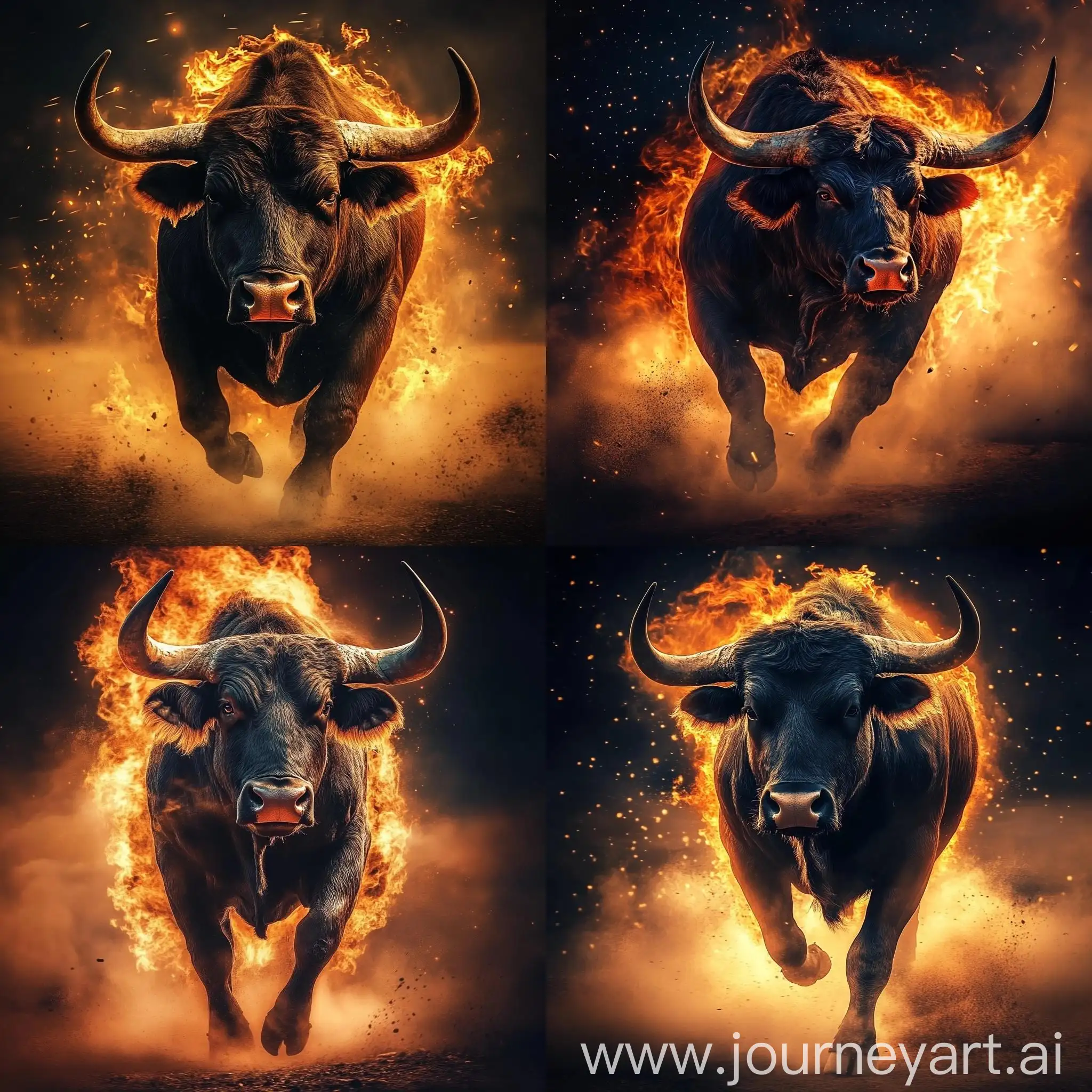 Angry-Bull-in-Fiery-Space-Nature