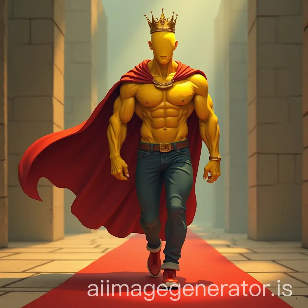 Muscular-Human-with-Lemon-Head-in-Crown-and-Cape-on-Red-Carpet