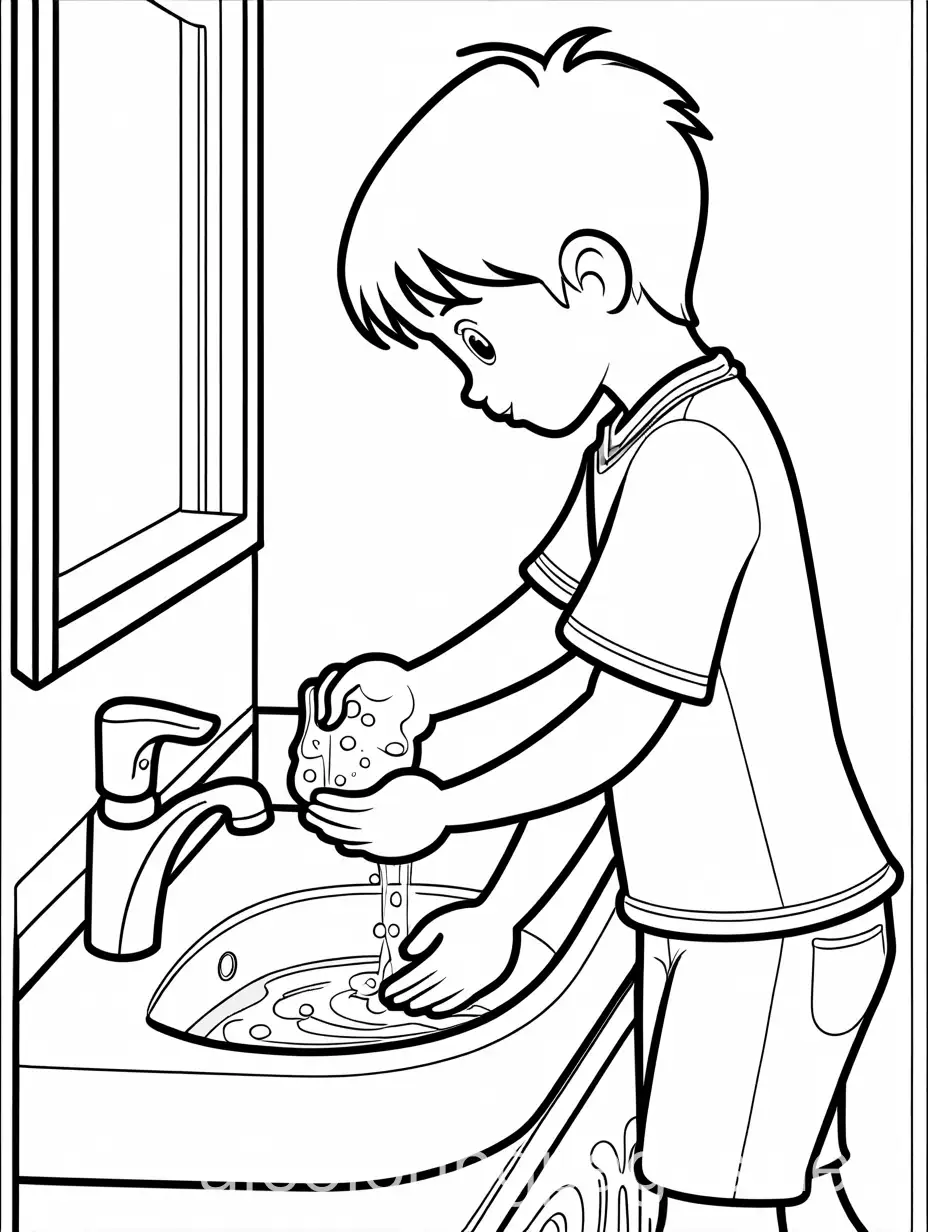 Cartoon-Boy-Washing-Hands-Coloring-Page