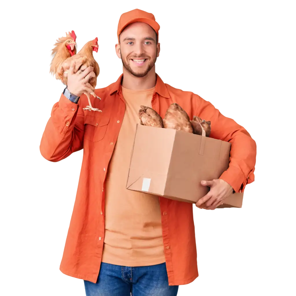 Smiling-Man-in-Special-Clothing-Holding-a-Chicken-HighQuality-PNG-Image