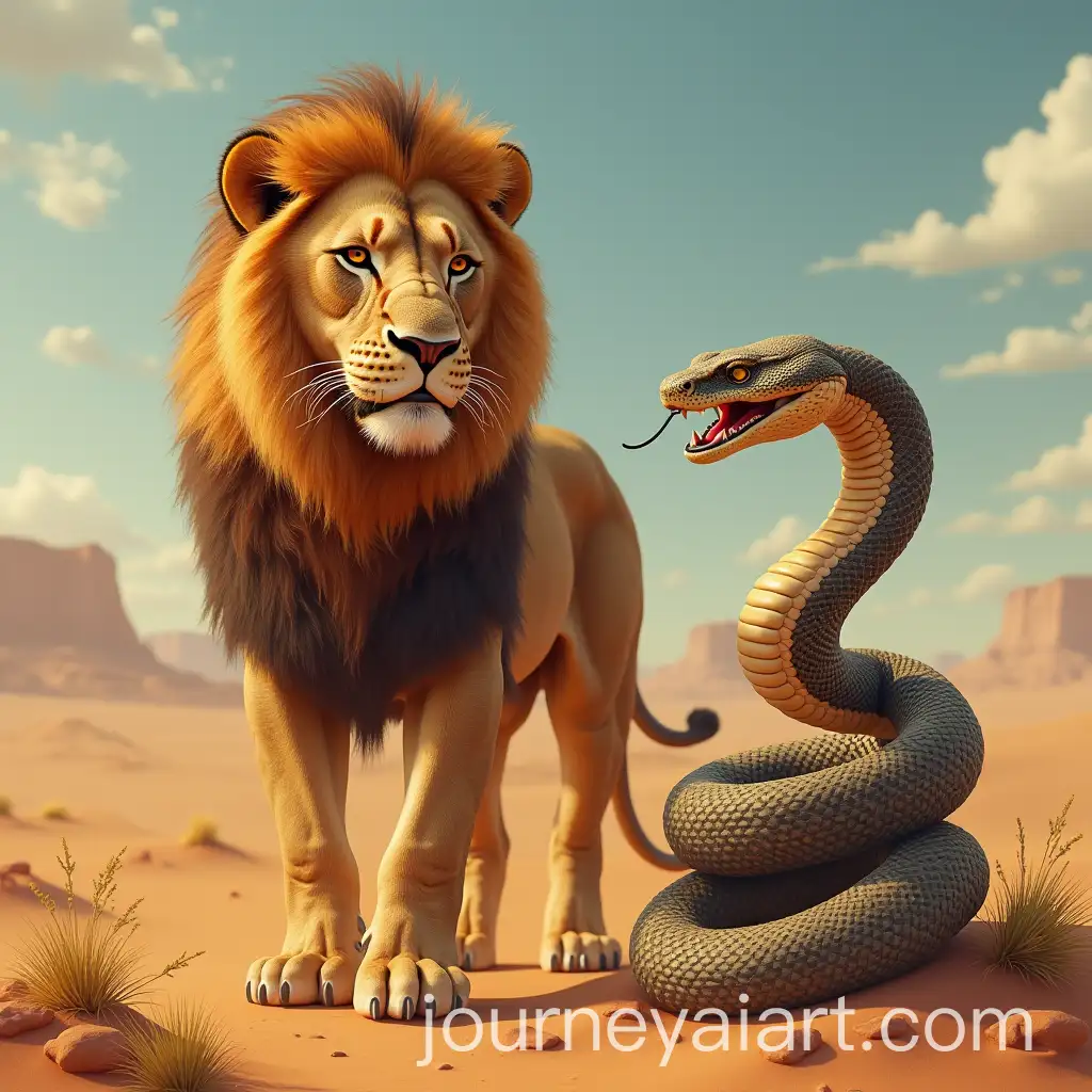 Majestic-Lion-and-Serpent-Fusion-in-a-Desert-Landscape