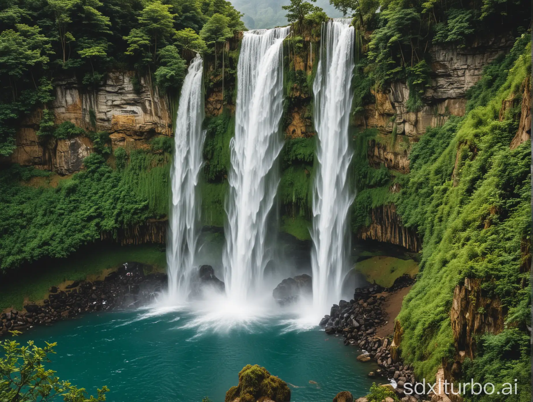 Majestic-Waterfall-Landscape-with-Crystal-Clear-Waters