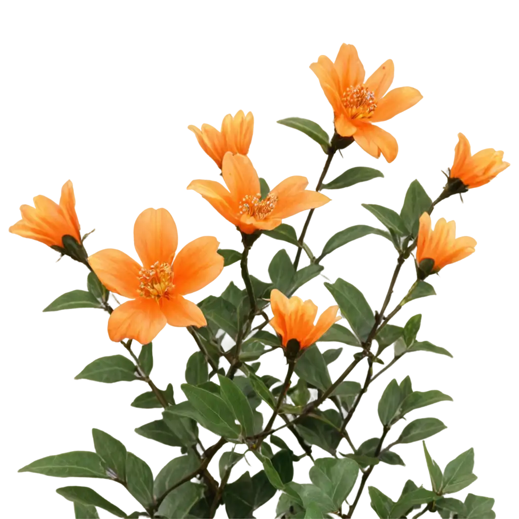 HighQuality-PNG-of-a-Dark-Green-Shrub-with-Orange-Flowers-for-Vibrant-Design-Applications