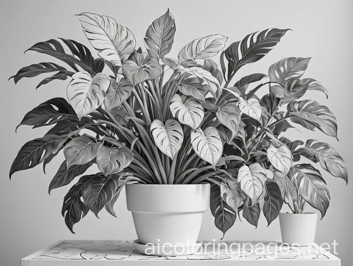 Classy-Monstera-House-Plants-Adult-Coloring-Page