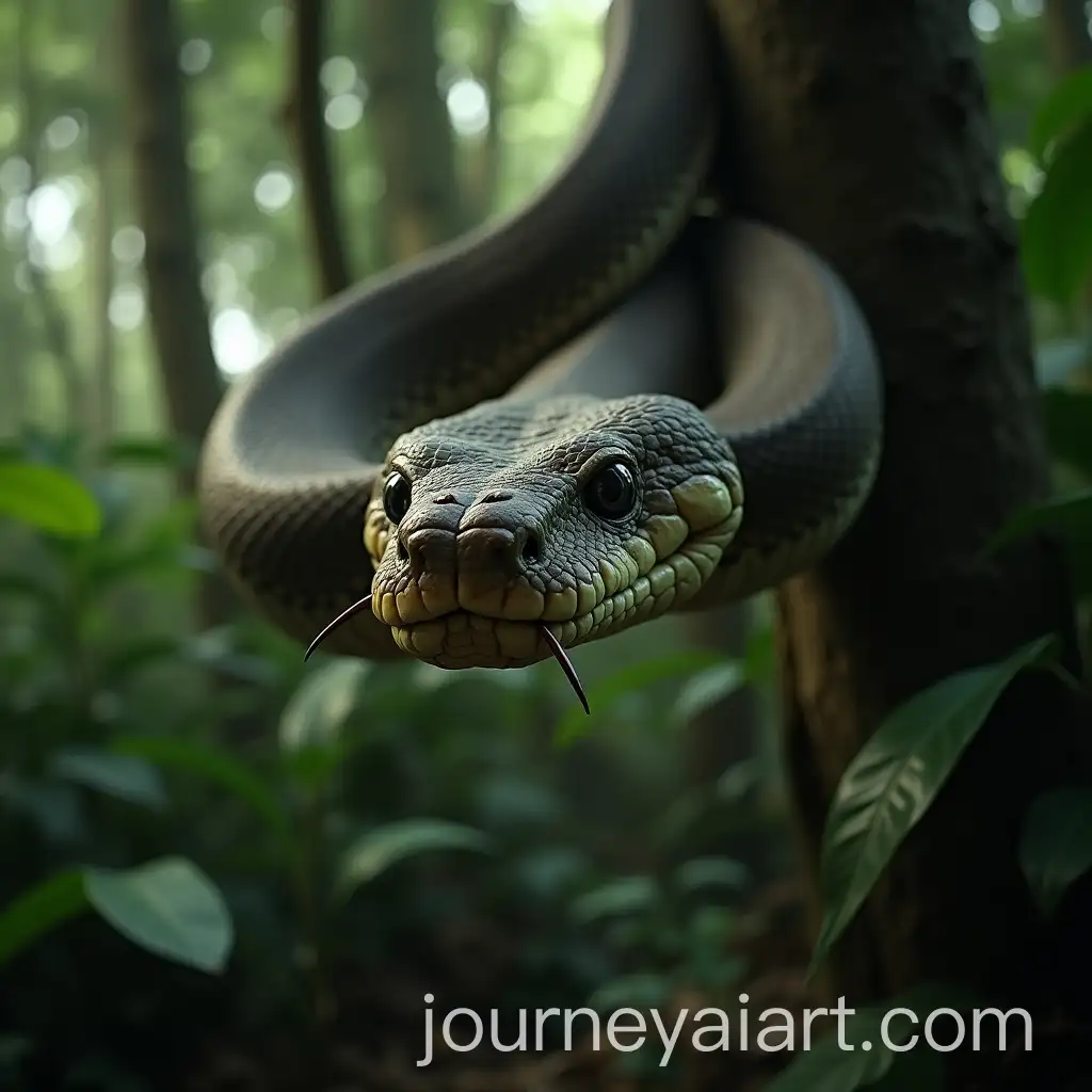 Large-Jungle-Snake-with-Menacing-Eyes-Hanging-from-a-Tree