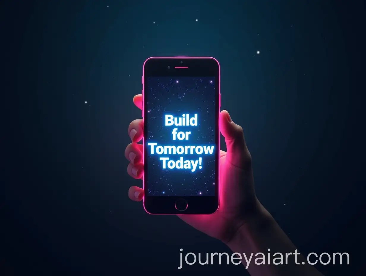 Futuristic-App-Concept-Glowing-on-Smartphone-with-Inspirational-Text